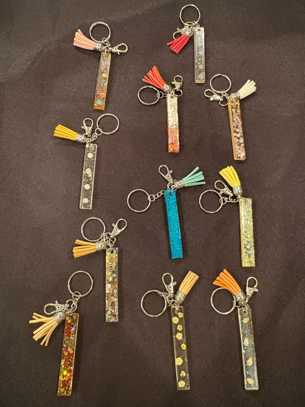 I Glitter Tassel Keychains - Assorted Colors